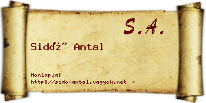 Sidó Antal névjegykártya
