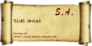 Sidó Antal névjegykártya